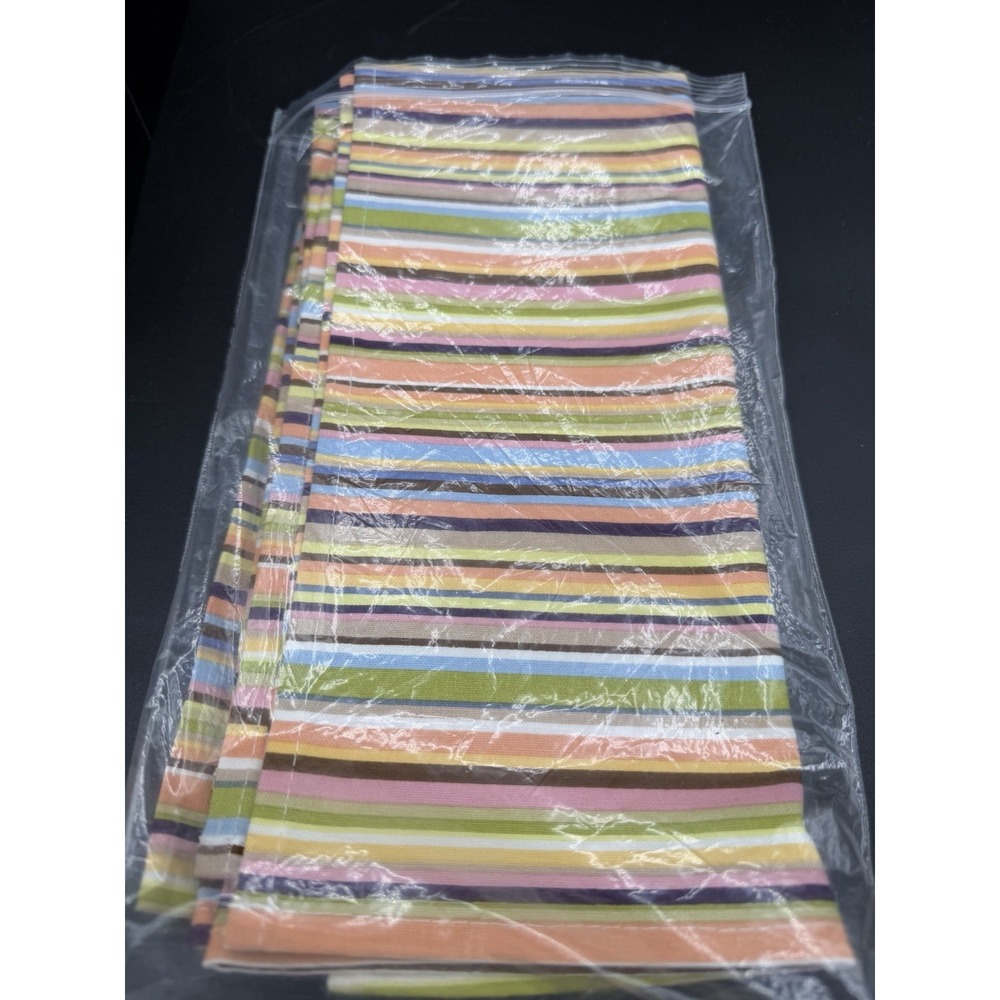 🌞 Longaberger Set of 2 Summertime Stripe Napkins NIP 🍋 New in Package 🧺